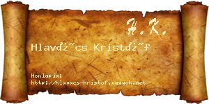 Hlavács Kristóf névjegykártya